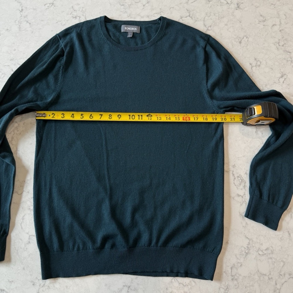 Bonobos Sweater Men's L Slim Fit Crewneck 100% Merino Wool Pine Green - Picture 6 of 8